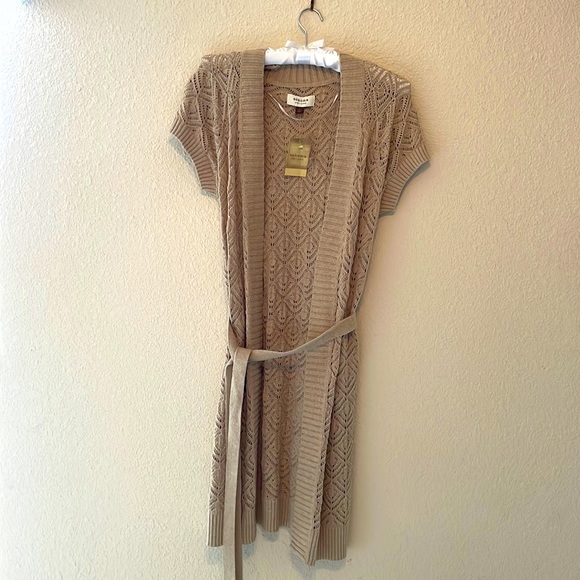 Sonoma Sweaters - NWT Long knit cardigan with short sleeves and belt